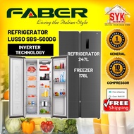 SYK Free Shipping Faber Lusso Series SBS-500DG Refrigerator 2 Door Fridge Refrigerator Inverter Peti Sejuk 2 Pintu