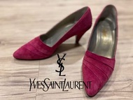 👠  YSL 聖羅蘭｜Yves Saint Laurent  桃紅色麂皮高跟鞋SIZE:36/23cm#二手