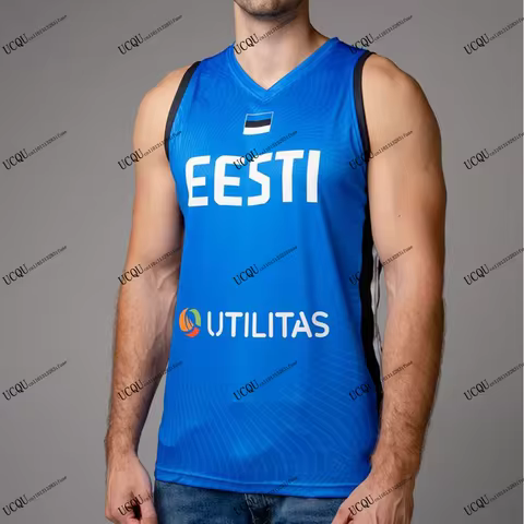 Estonia 2025-26 New Arrival White Blue 3D Printed National Men's Jersey Basketball T-Shirt Home Away