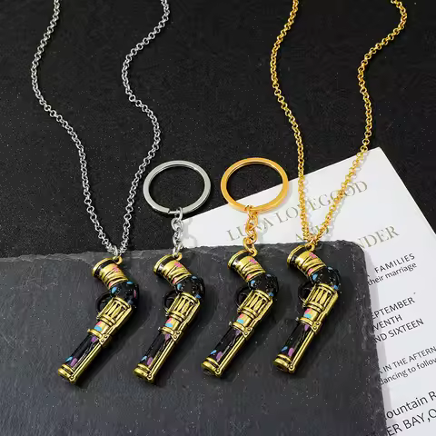 Arcane Season 2 Jinx Keychain Necklace, LOL League of Legends Cosplay Prop, Kawaii Keyring Gift for 