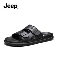 รองเท้าแตะชายหาดกันลื่น JEEP สำหรับผู้ชาย ฤดูร้อน 2025 รองเท้าแตะส้นแบนกันลื่นกลางแจ้งสำหรับผู้ชาย ร