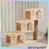 Solid wood cat climbing frame cat tree wooden cat frame cat grasping column sisal hemp integrated cat nest