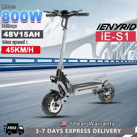 IE-S1 Scooters Electric 800W Motor 48V15AH Automatic Cruise Control System E-Scooter 10-inch Off-roa