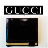 古馳 GUCCI 皮夾 男款 短夾 黑色 小牛皮 真品 國際精品 義大利製 有LV Versace