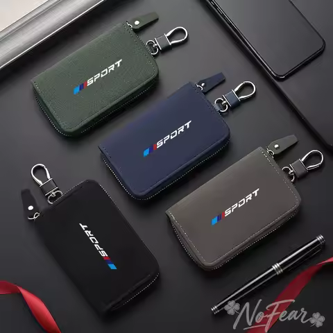 Suede Car Key Bag Keychain Coin Multi-function Wallets Case For BMW M Emblem E46 E36 E34 F10 E90F30 