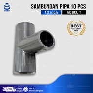 Sambungan Pipa 1/2 inch TEE Pipa Saluran Air 3 Arah Anti Bocor Per 10 pcs Termurah COD
