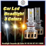 Car Led Headlight 3 Colors Headlight Seconds All Color H1 H3 H4 H7 H11 9006