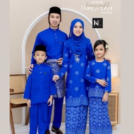 Family Set Royal Blue Baju Kurung Moden Songket Tabur  Dewasa dan Budak Sedondon Baju Raya 2025 Saiz