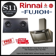 Rinnai RB-2GI 2 Inner Burner Built-In  Hob Tempered Glass Top Plate + Fujioh FR-SC2090 90CM Inclined Design Cooker Hood BUNDLE DEAL - FREE DELIVERY