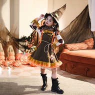 Halloween Children's Costume Pumpkin Costume Scarecrow Pastoral Costume Girls Dress Hunter Costume R