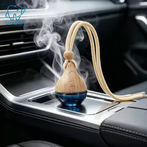 1Pcs 8ml Triangle Cover Brown Rope Gradient Rhombus Glass Bottle Empty Car Essential Oil Diffuser Fr
