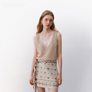 Qiaomi Crochet Vest - Lightweight Khaki | Casual Korean Fashion for Women
