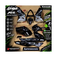 READY STOCK - KAWASAKI RR150 HLD BODY COVERSET CUSTOM STICKER TANAM - KENJI BLACK