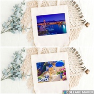 GREECE Travel Souvenir Tote Bag Landmark Print Gift