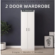 [Bigger Size 180CM Height] Homez 2 Door Wardrobe With 5 Shelves  / 2 pintu 5 rak Almari Baju - HMZ-FN-WD-6002