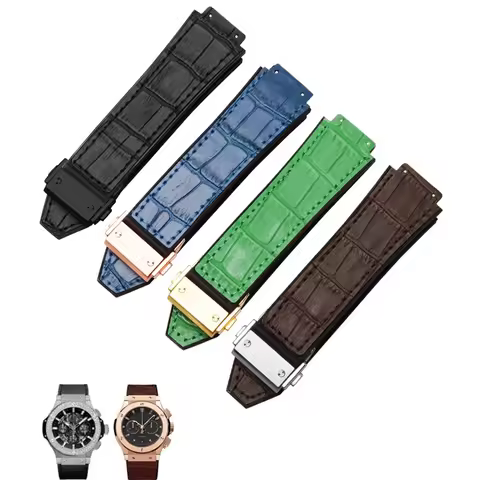 For HUBLOT BIG BANG Genuine Leather 25mm*19mm Waterproof Men Watch Strap Chain Watch Rubber Watch Ch
