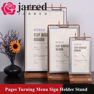 JARRED Ads Display Stand, Wooden Holder Loose leaf Menu Card Holder, Multipurpose Label Holder Multi