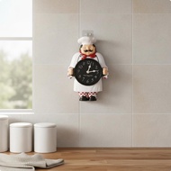 [szlztmy2mg] Kitchen Chef Clock Easy-Mount Installation Chef Wall Clock Enjoy Your Meal Face House D
