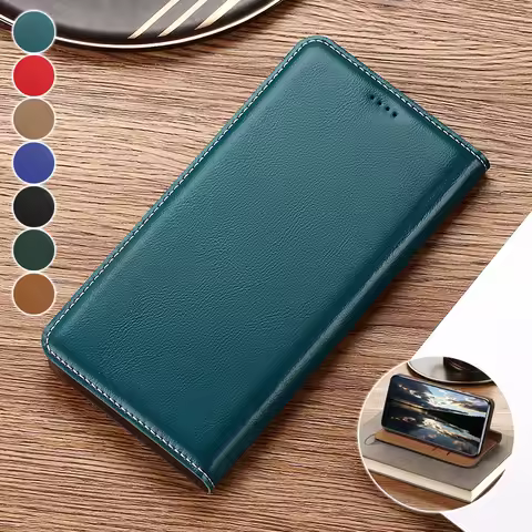 Real Leather Phone Case For vivo X90 X60 X60s X60t X70 X80 Pro Plus Lite With Kickstand Card Pocket 