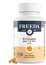 FREEDA SCD B Complex with Vitamin C & Zinc – Complete Vitamin B Complex (B1, B2, B3, B6, B12) – 100 