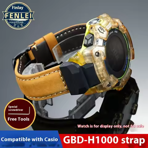 DIY Genuine Leather Watch Strap for CASIO GBD-H1000 Strap 3475 Cat Man Series G-SHOCK Leather Replac
