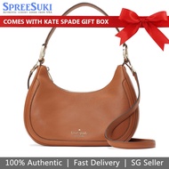 Kate Spade Handbag In Gift Box Crossbody Bag Leila Pebbled Leather Shoulder Bag Warm Gingerbread Brown # KA804