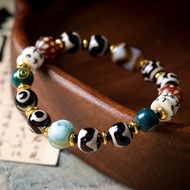 Dzi Beads Three-Eyed Dzi Beads Deer Antlers Spacer Duobao Bracelet Bracelet