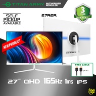 TITAN ARMY 27” IPS QHD 2K 165Hz 1ms Gaming Monitor (27A2R)- AUO IPS /ELED/VesaMount/Gsync/1440p/Whit