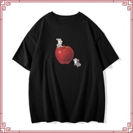 Original Standard Unique Black Gray m Slow Hand！Ganni 2022New Smiley Face Pattern Letter Print Loose