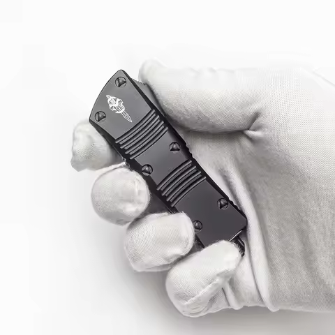 Micro Tech Mini Dragon Damascus Steel Knife Tactical Outdoor Self Defense Pocket Knife Aluminum Allo