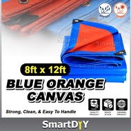 8' x 12' Blue Orange Canvas Feet Blue Orange Water Resistance Flexible Sheet Canvas Tarpaulin