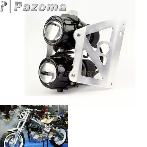 Motorcycle Twin Stacked Projector Headlights Street Bikes Dual Headlamp Head Light For Suzuki Yamaha