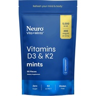 (ffxpiu) Neuro Vitamin D3 K2 plement - Sugar Free Mints with 5000 IU Vitamin D3 + 200mcg K2 MK-7 - I