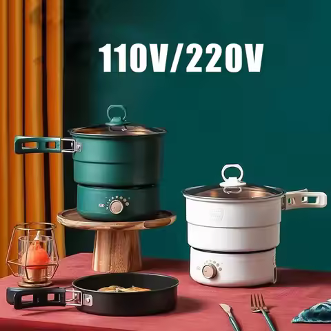 110V/220V Foldable Electric Cooking Pot Portable Hotpot Multicooker Split Type Rice Cooker Electric 