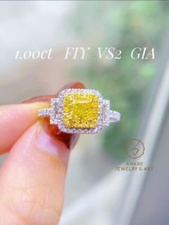 今日福利高質super抵💛！ GIA 1.00ct Fancy Intense Yellow Diamond Ring！ 18k gold & 0.46ct white diamond, price 