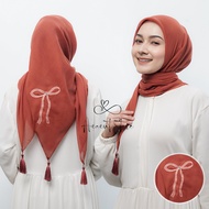 Hijab Segi Empat Paris Tasel Bordir Motif Pita /Kerudung Coquette Paris Pita / kerudung Ribbon
