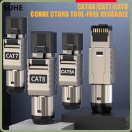 SUHE RJ45 Cat8 Cat7 Cat6A Connectors, 2000MHz Crystal Head Panel RJ45 Metal Tool, Zinc Alloy 22AWG -