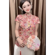 Ruyu Deshui Heavy Industry Jacquard Short Sleeve Top - Summer Friendly Disc Button Shirt