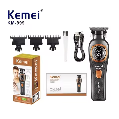 Kemei Electric Hair Trimmer for Men Zero Gapped LED Display Cordless USB Professional Hair Clipper F