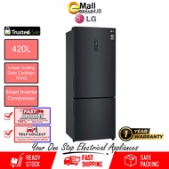 ( Delivery for Johor Bahru JB only ) LG Bottom Freezer 2 Door Fridge 420L GC-B529NQCM Matte Black Smart Inverter | Peti Sejuk