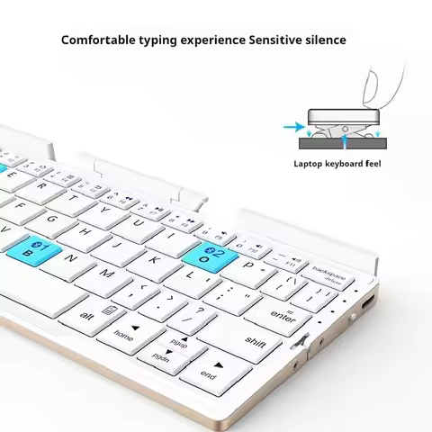 JOMAA Bluetooth Foldable Keyboard With Magnetic Stand Aluminum Alloy Mini Folding Keyboard Rechargea