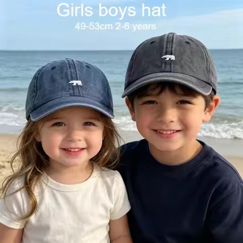 Kids Baseball Cap 49-53cm 2-6 Years Spring Summer Cartoon Embroidery Denim Girls Hat Toddler Boy Gir