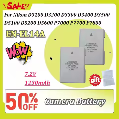 EN‑EL14A 1230mAh Camera Battery for Nikon D3100 D3200 D3300 D3400 D3500 D5100 D5200 D5600 P7000 P770