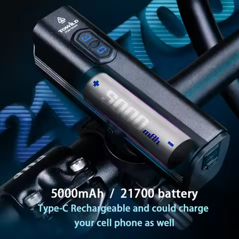TOWILD DLite1800 Bicycle Lights 2100LM Focus/Flood Beam Dual Light Source Smart LED Bike Front Light