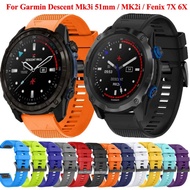 Watch Band Silicone Quickfit 26mm Sports Wrist Strap For Garmin Descent Mk3i 51mm / MK2i / MK1 / MK2 / Fenix 7X 6X