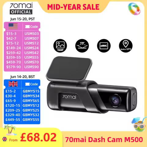 70mai Dash Cam M500 1944P 170FOV 70mai M500 Car DVR Dash Camera Recorder GPS ADAS 24H Parking Monito