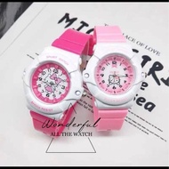 ATW Hello kitty Elsa LED watch kids Children Digital Cartoons LED luminous analog baby-g water resis