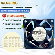 คราวน์ AGF06025B48V คูลเลอร์พัดลมกระแสตรง48โวลต์0.45A 60X60X25มม. พัดลมระบายความร้อนเซิร์ฟเวอร์บอลคู