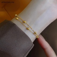 alika1qq Titanium Steel Bracelet Simple Ball Bracelet Jewelry Women's Colorfast Bracelet Birthday Gi