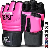 BEAST RAGE Punching Bag Taekwondo Karate Gloves for Men and Women, Half Finger MMA Kickboxing Sparri